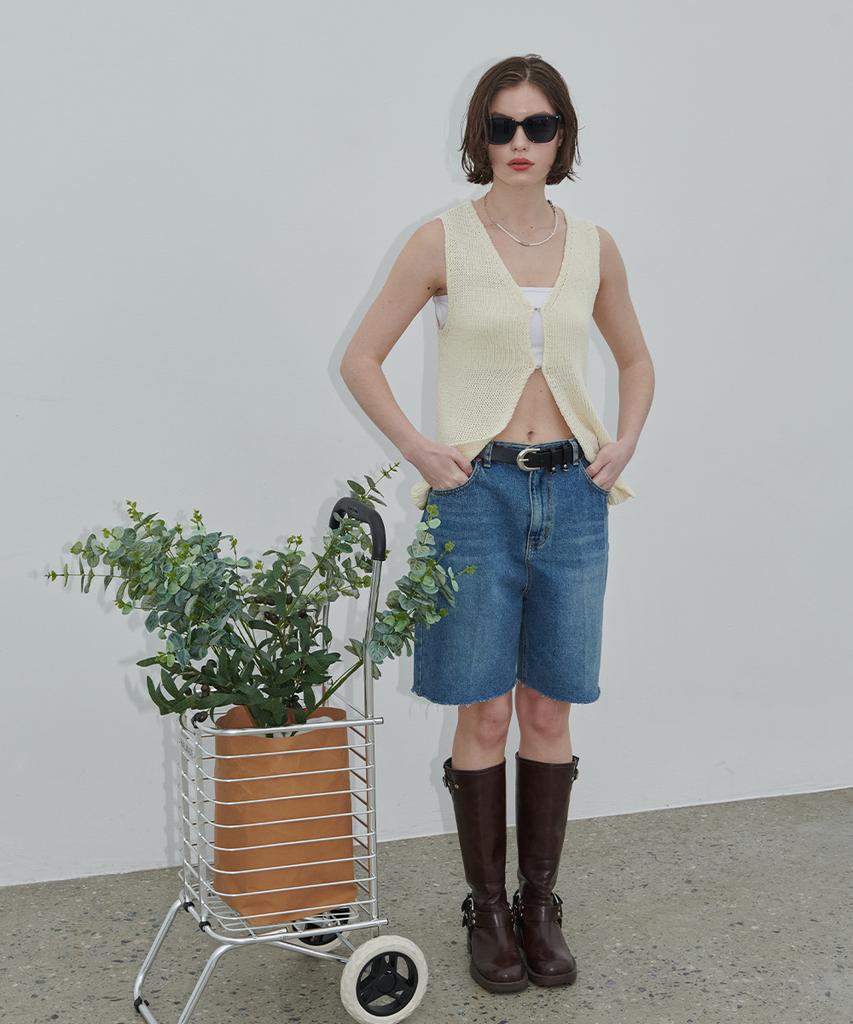 320SHOWROOM Filo Hook Knit Vest Cream