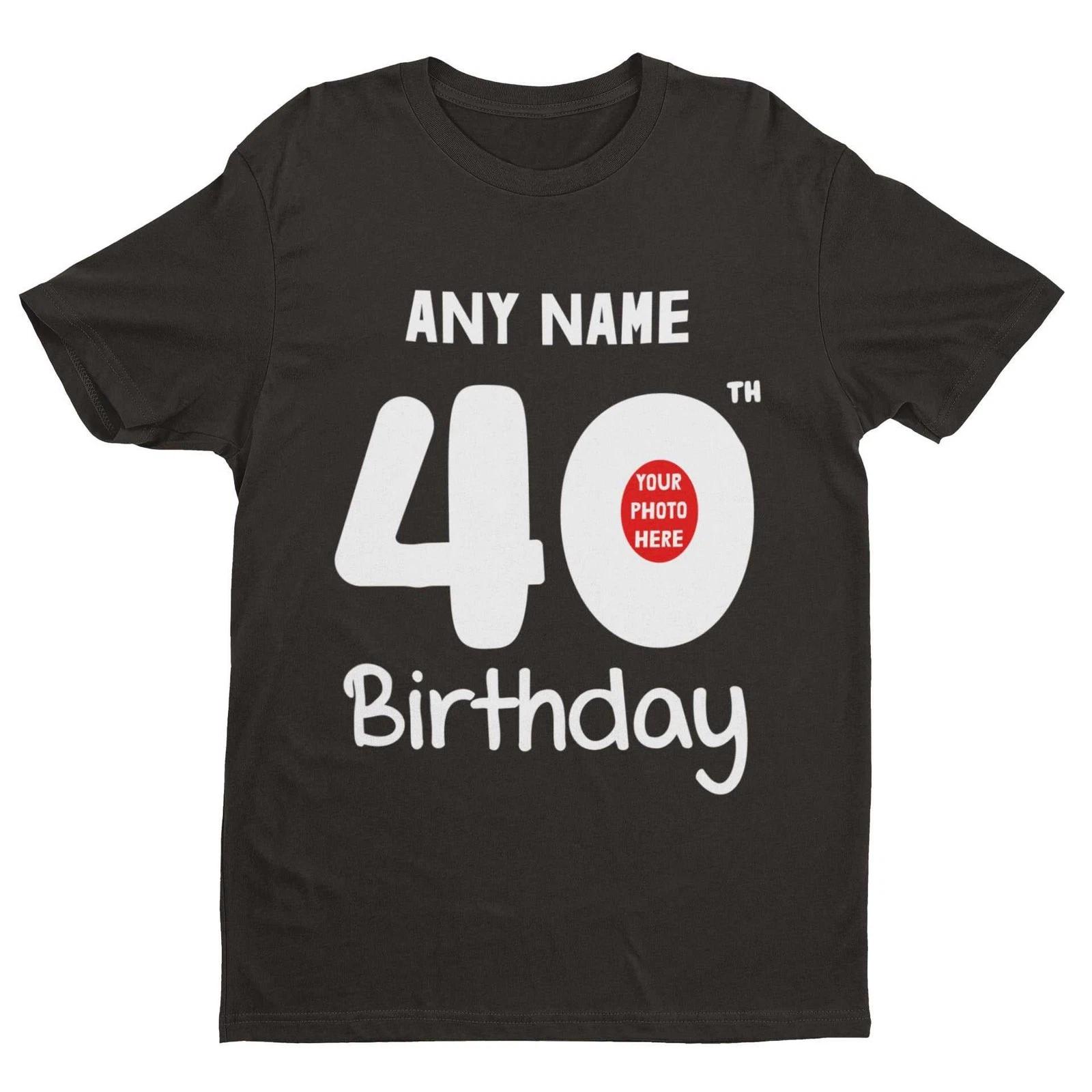 Personalised 40th Birthday T-Shirt Custom Name & Photo Gift Idea For Party S