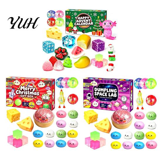 Interactive Holiday Countdown Calendar Squeeze Toys Advent Calendar, Soft Bun Sensory Fidget Toys, Christmas Stocking for Play Stuffer, Stress Relief