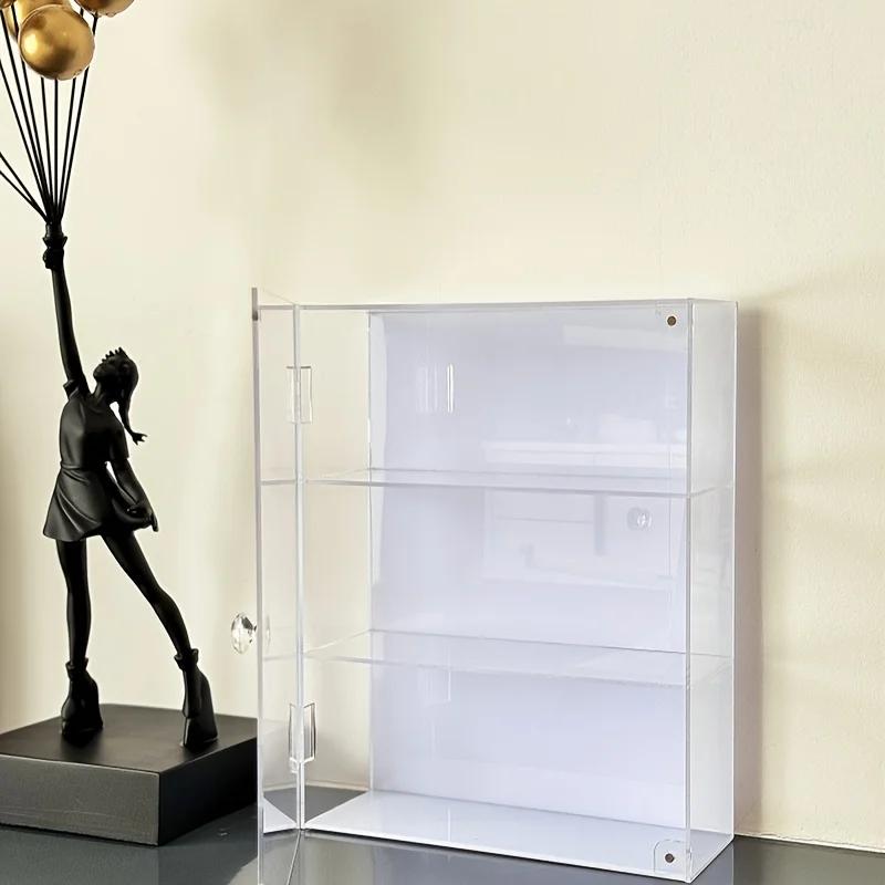 1pc Open Door Acrylic Display Cabinet with Handle, Transparent Dustproof Large Capacity Storage, Can Store Models and Cosmetics