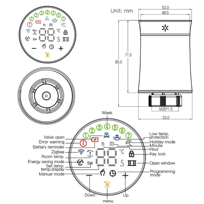 MOES Tuya ZigBee3.0 New Radiator Actuator Valve Smart Programmable Thermostat Temperature Heater TRV With Alexa Voice Control