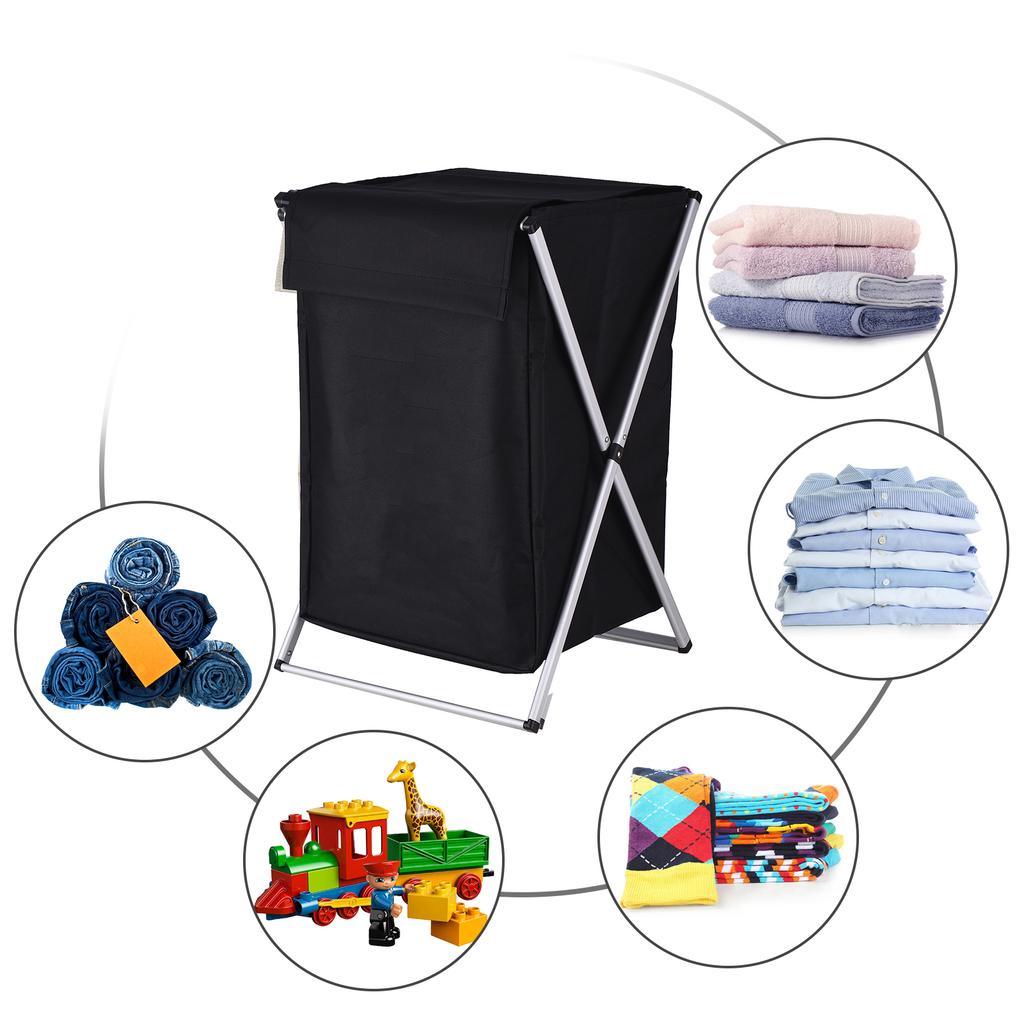 Laundry Basket Clothes Hamper Organizer Sorter Storage Foldable with Cover Handle Aluminum Frame for Bathroom Bedroom