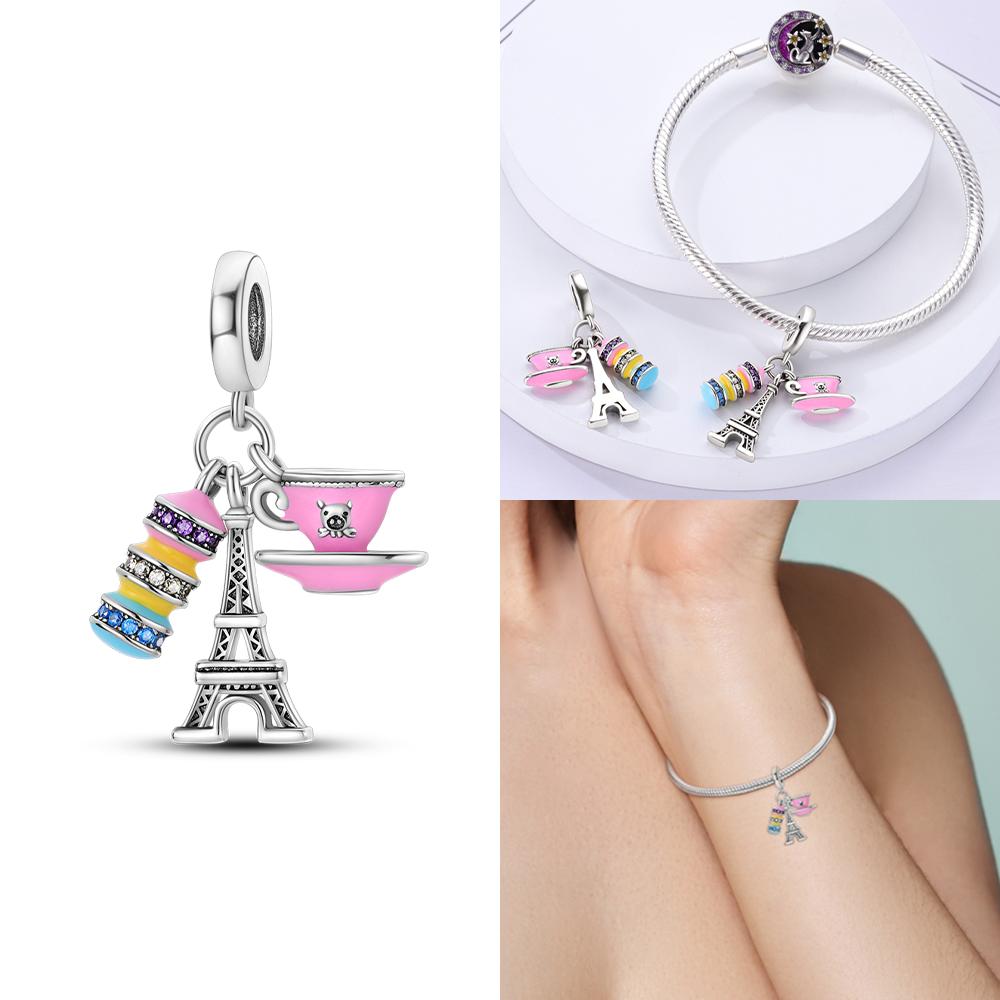 Original Rosa Serie Berlocker Koppar Parfym Fjäril Pärlor Hänge Hängande Passar Armband Berlockarmband Diy Dam Smycken Gåva