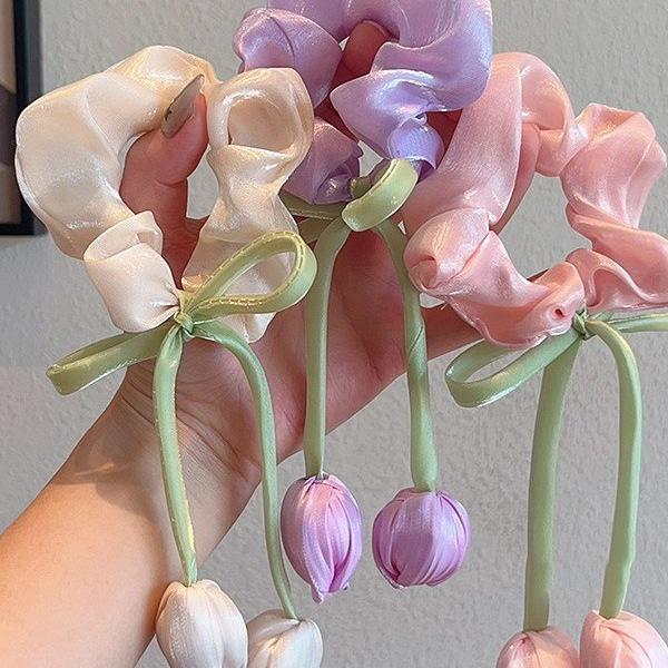 Children's Tulip Flower Hair Tie for Girls - Princess Ponytail Scrunchie 2025 New Style