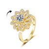 European-American Women's Rotating Zirconia Four-Leaf Clover Ring