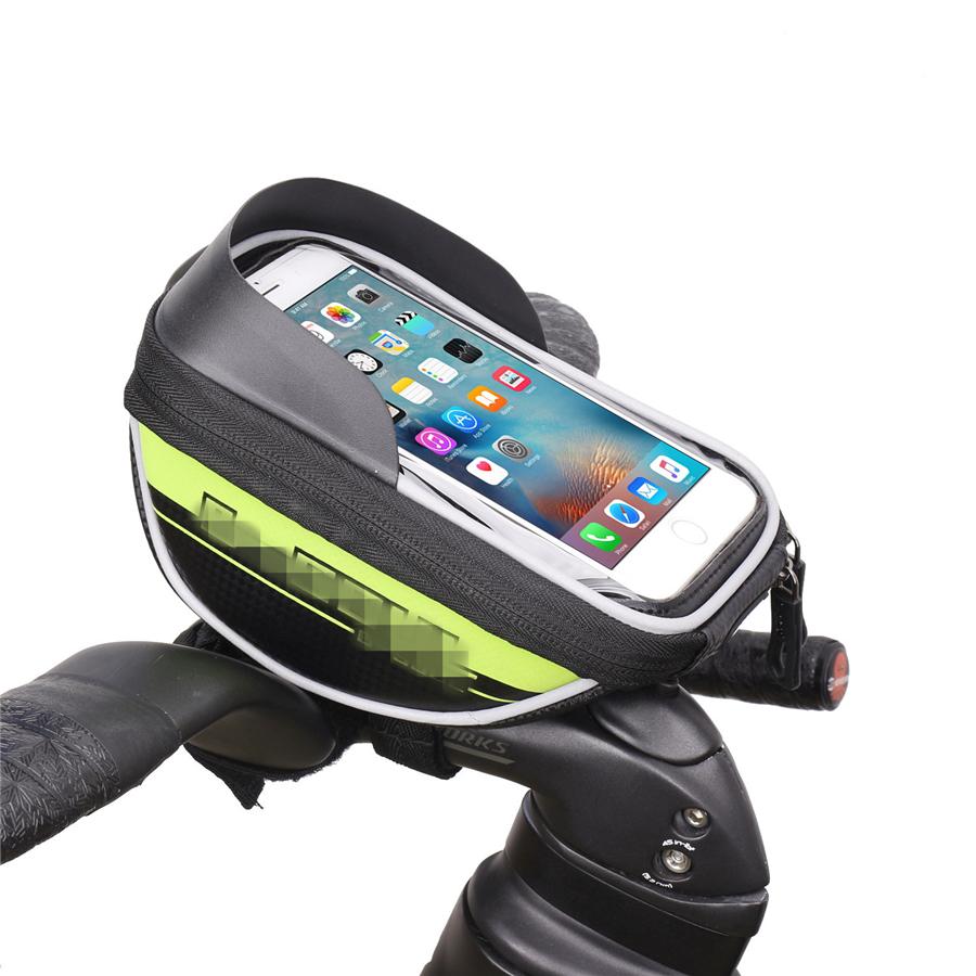 Motorcycle Atv Handlebar Mount Holder Storage Bag Green For Gps Phone