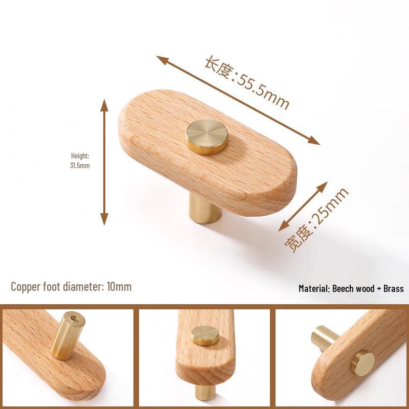 Japanese Minimalist Walnut Handle Solid Wood Cabinet and Wardrobe Drawer Handle