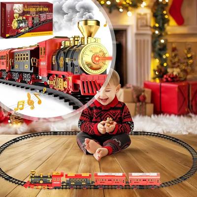 Hot Bee Zugset - Zugspielzeug für Jungen, Lichter und Geräusche, Spielzeugeisenbahn für unter den Weihnachtsbaum, Modelleisenbahnen für Kleinkinder ab 3 4 5 6 7 8+ Jahren