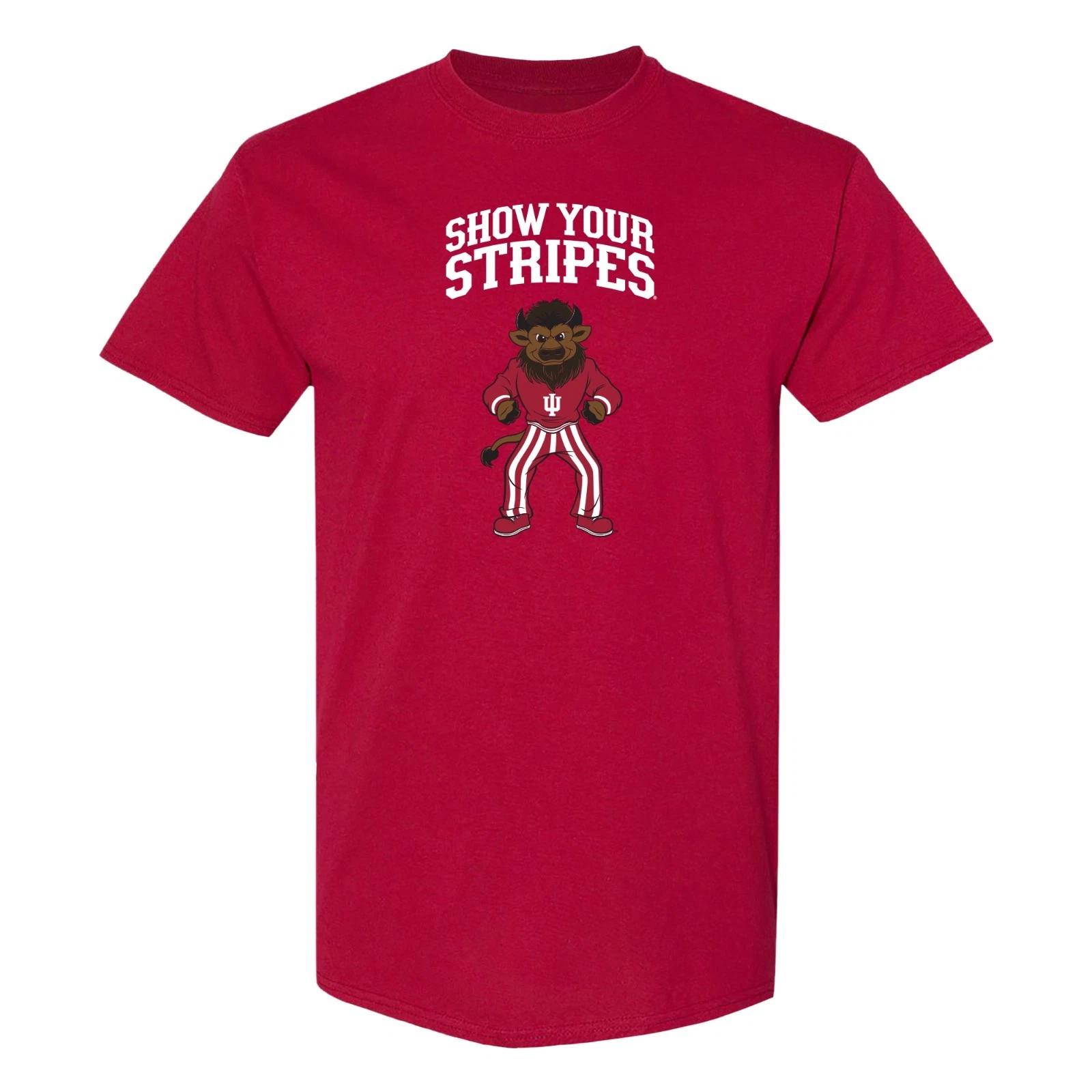 Indiana Show Your Stripes Mascot Spirit Mark T-Shirt - Cardinal S