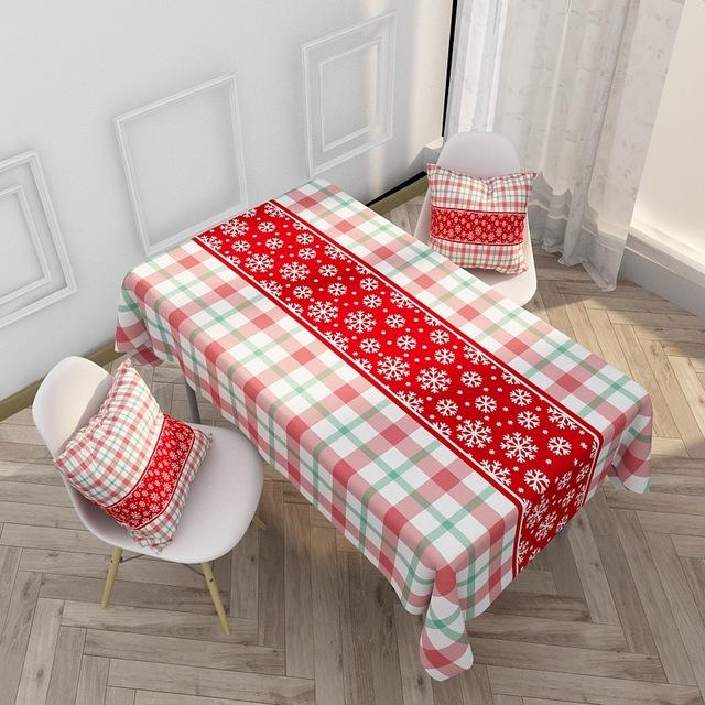 Red Christmas  Waterproof And Oilproof Tablecloth Cartoon Holiday Printing Elk Series Tablecloth Wedding Decoration Table Mat