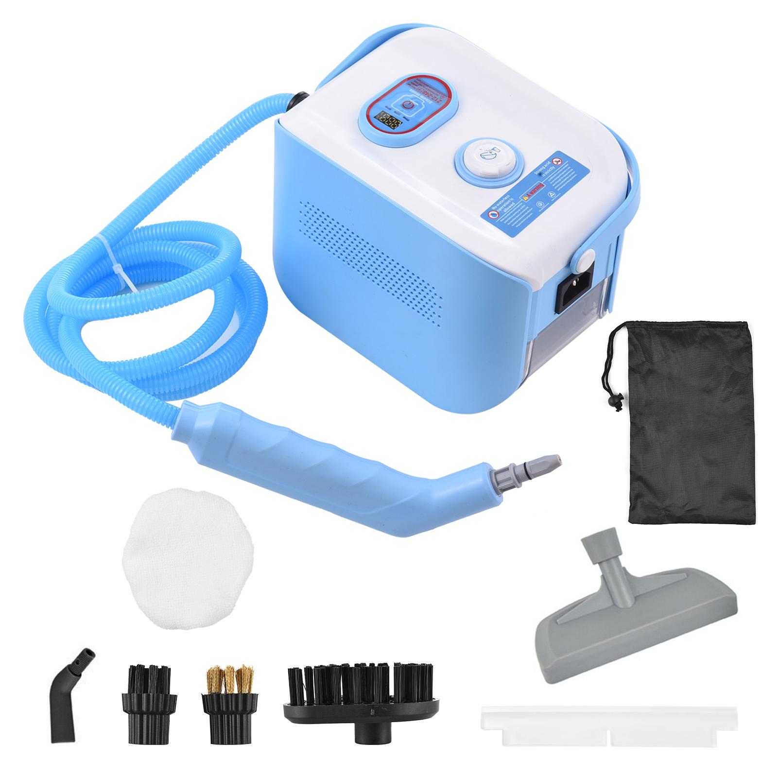 

Portable Steam Cleaner 3 Temperature Adjustable Deep Cleaning Machine with 1200ml Water Tank 3 Brush Heads Window Blue and White US plug