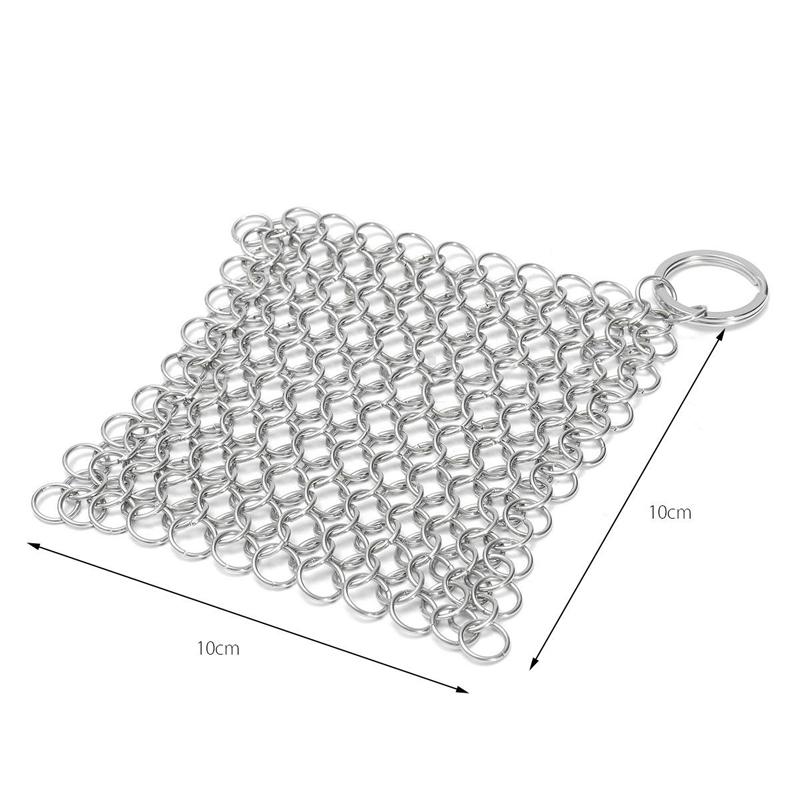 10 x 10CM Stainless Steel Skillet Cast Iron Cleaning Chainmail Ringer Scrubber