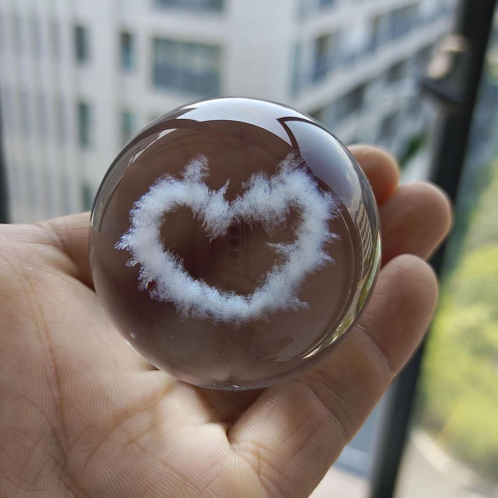 "40 Kristallkugel-Ornamente": Regentag Wolken, Sonne, Galaxie Design - Lasergravierter Würfel für Heimdeko und Geschenke"