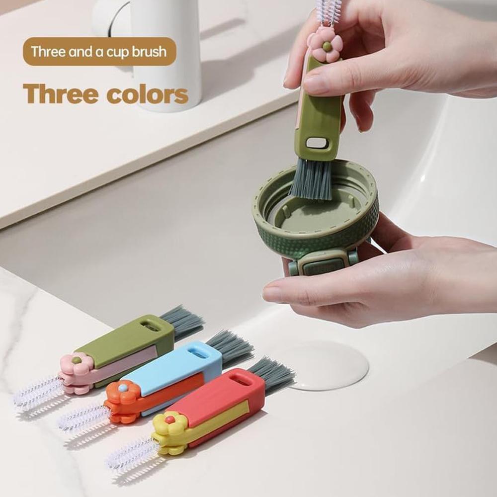3pcs 3 In 1 Multifunctional Portable Cup Lid Cleaning Brush