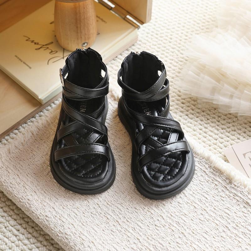 Girls Roman Sandals With Cutout Design Crisscross Straps Princess Shoes Toddlers Kids