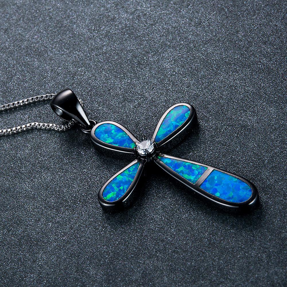 New Product Accessories European and American Cross Single Diamond Droplet Shaped Necklace Pendant Personalized Retro Accessory