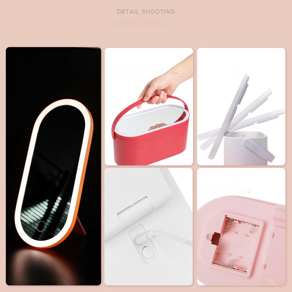 LED makeup mirror with light and storage dressing mirror outdoor travel storage box mirror
