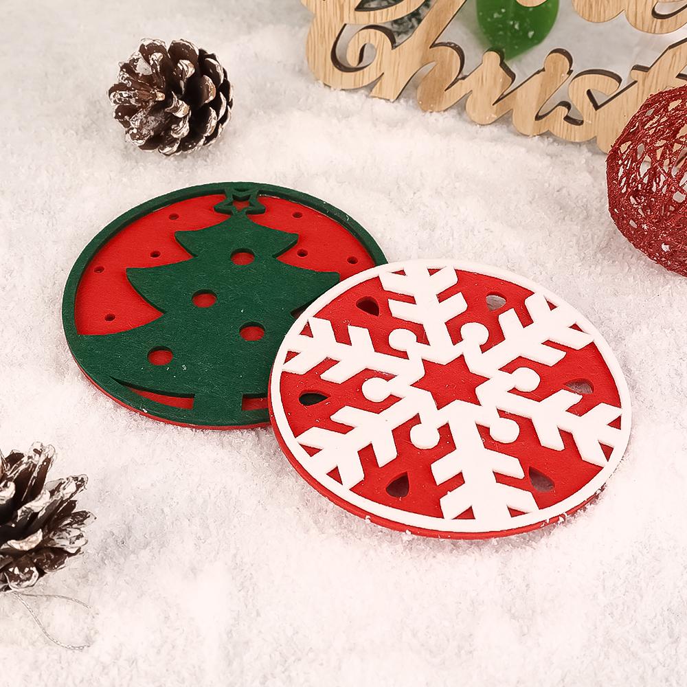 4 Stück isolierte, saugfähige Filzuntersetzer mit Weihnachtsmuster