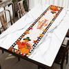 Thanksgiving Fall Harvest Kitchen Table Decorative Tablecloth, Maple Pumpkin Turkey Tablecloth