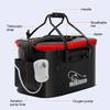 New 30-50cm Fishing Bucket EVA Foldable Carrying Handle Collapsible Live Fish Box with Side Pocket and Zipper for Travel Camping