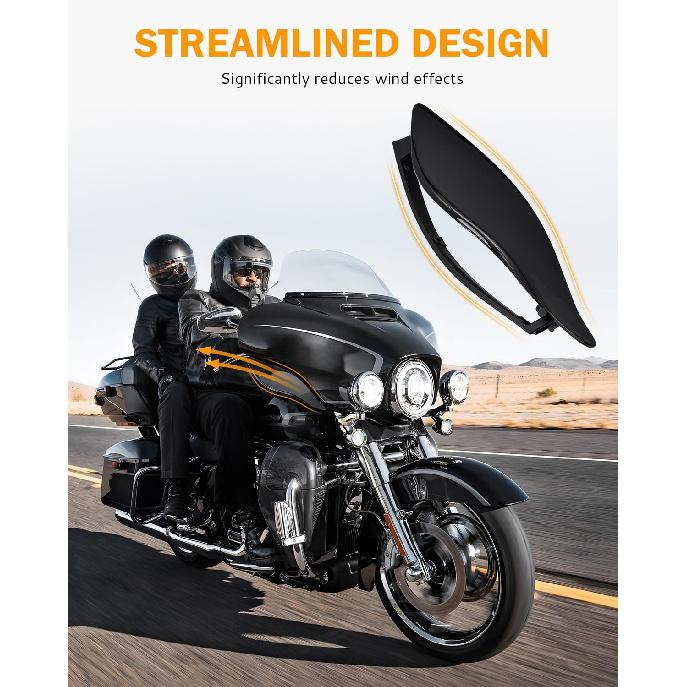 PBYMT Side Wings Air Deflectors, Fairing Side Wing Windshield, Black Adjustable Wind Deflectors Compatible For 2014-2024 Harley Electra Glide Street