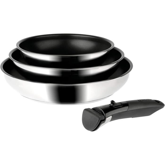 Poêles - sitram - arpege - lot de 3 - acier inoxydable - anti-adhésif - ø 20-24-28 cm