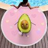 Tropical Fruit Avocado Round Beach Towel Microfiber Boho Round Hawaiian Beach Blanket Sand Proof Circle Swim Towel with Tassels