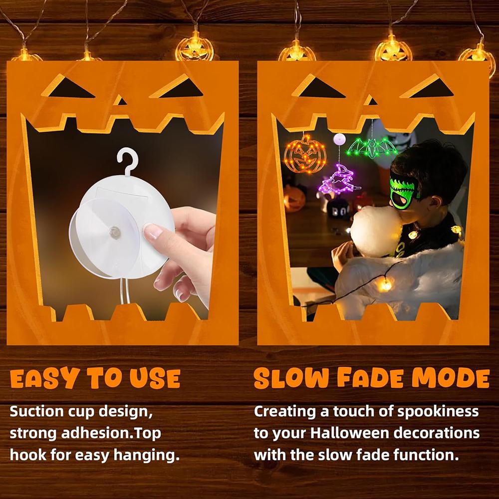 3pcs Halloween Lights Decorations Light Up Decorations with Suction Cup & Hooks