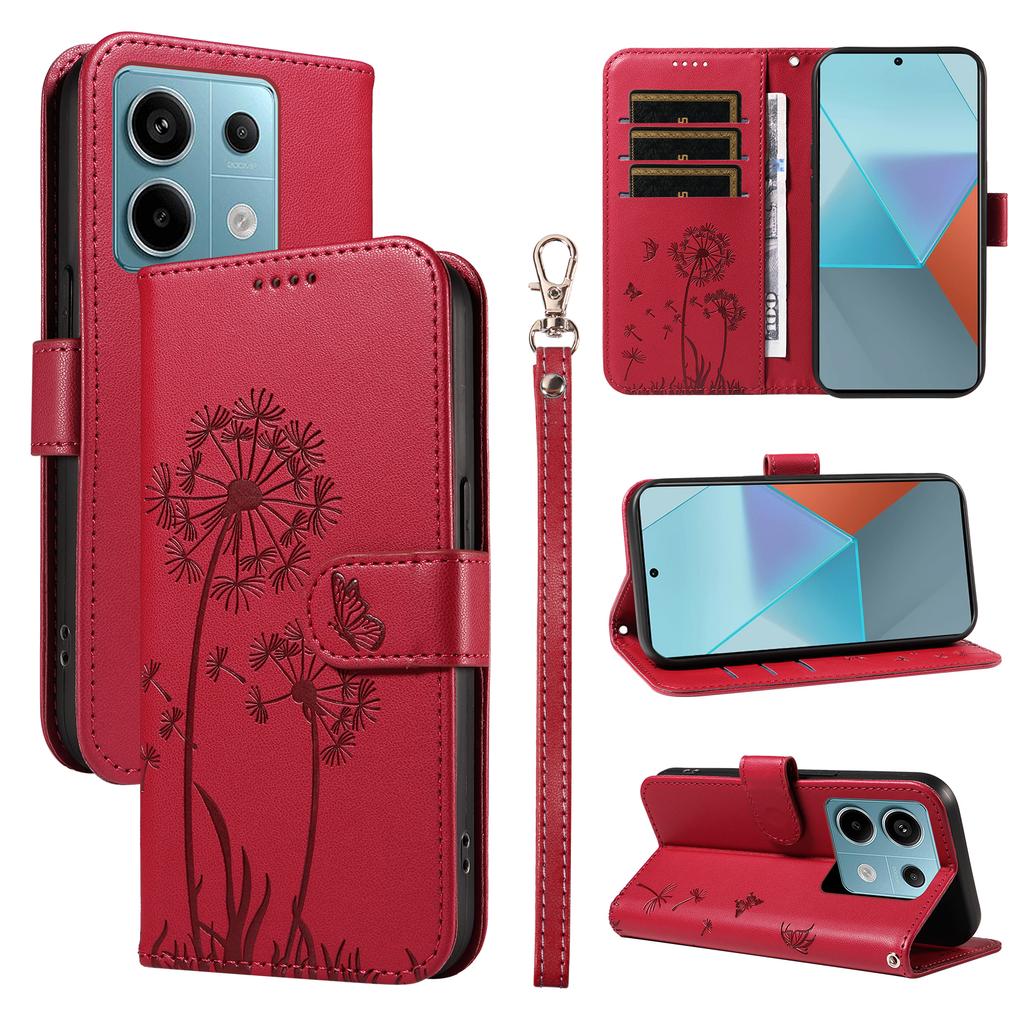 For Xiaomi Poco X6 5G/Redmi Note 13 Pro 5G Leather Case Wallet Phone Cover Dandelion Imprint