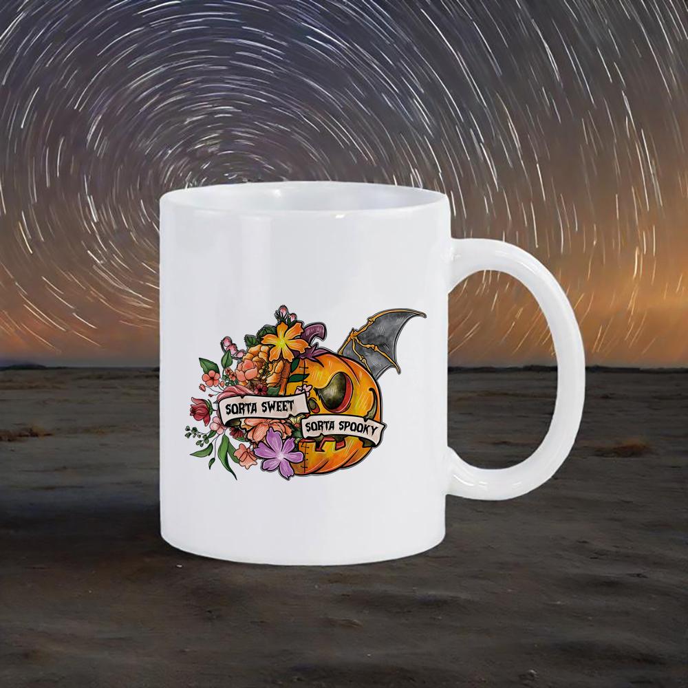 

Керамическая кружка 11 унций на тему Хэллоуина, милые чашки для напитков с гномами, чашки для молока и колы с рисунком тыквы, праздничный подарок, любимая чайная чашка 330ml