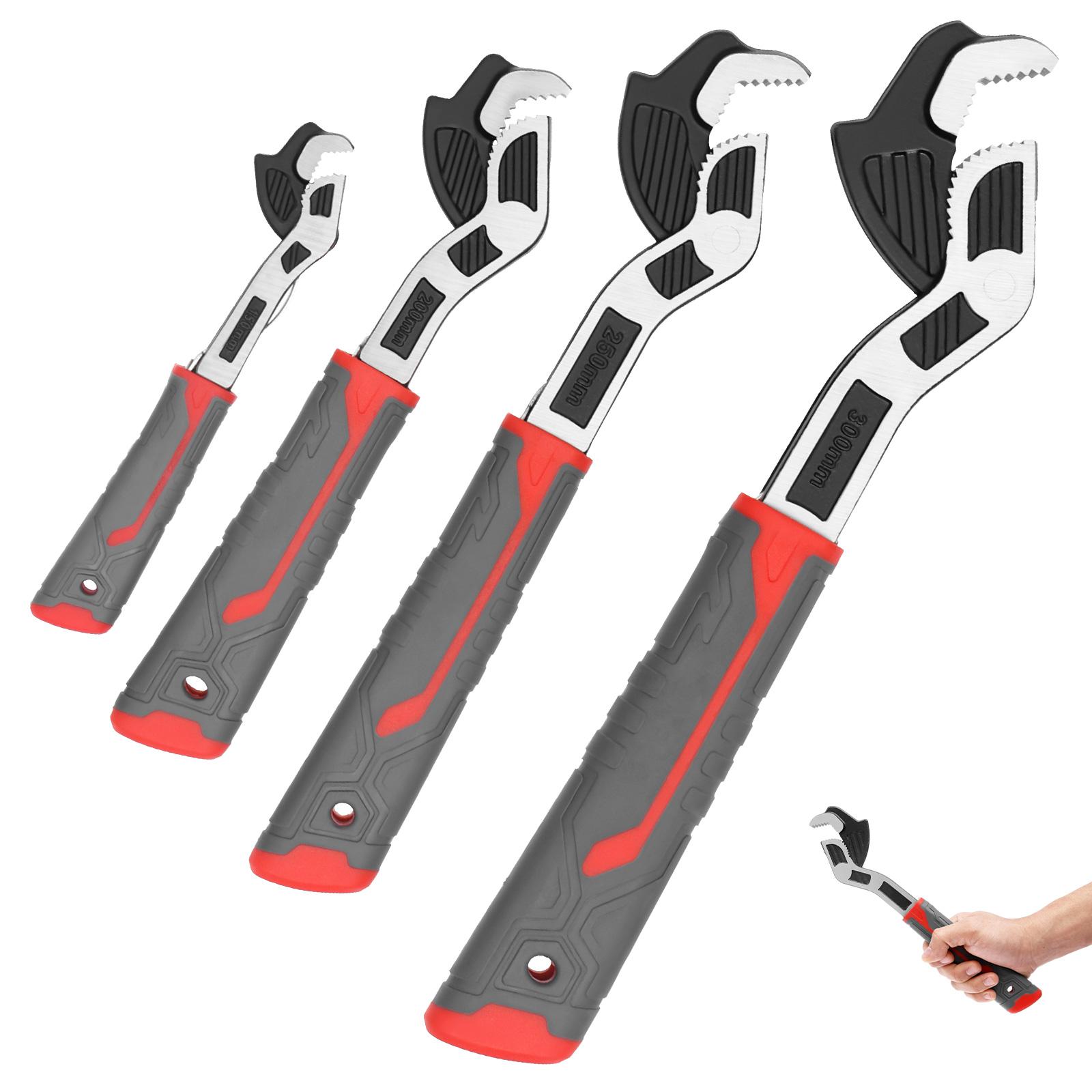 6 8 10 12  Self Adjusting Wrench Universal Plumber Wrench Pipe Wrench Set for 0.27 -1.69 /7-43mm Standard Nut Irregular Nut Pipe