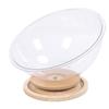 Space Capsule Cat Bed Clear Acrylic with Wood Turntable Catnip Ball Track Toy Elevated Cat Bed for Cats Sleeping Playing