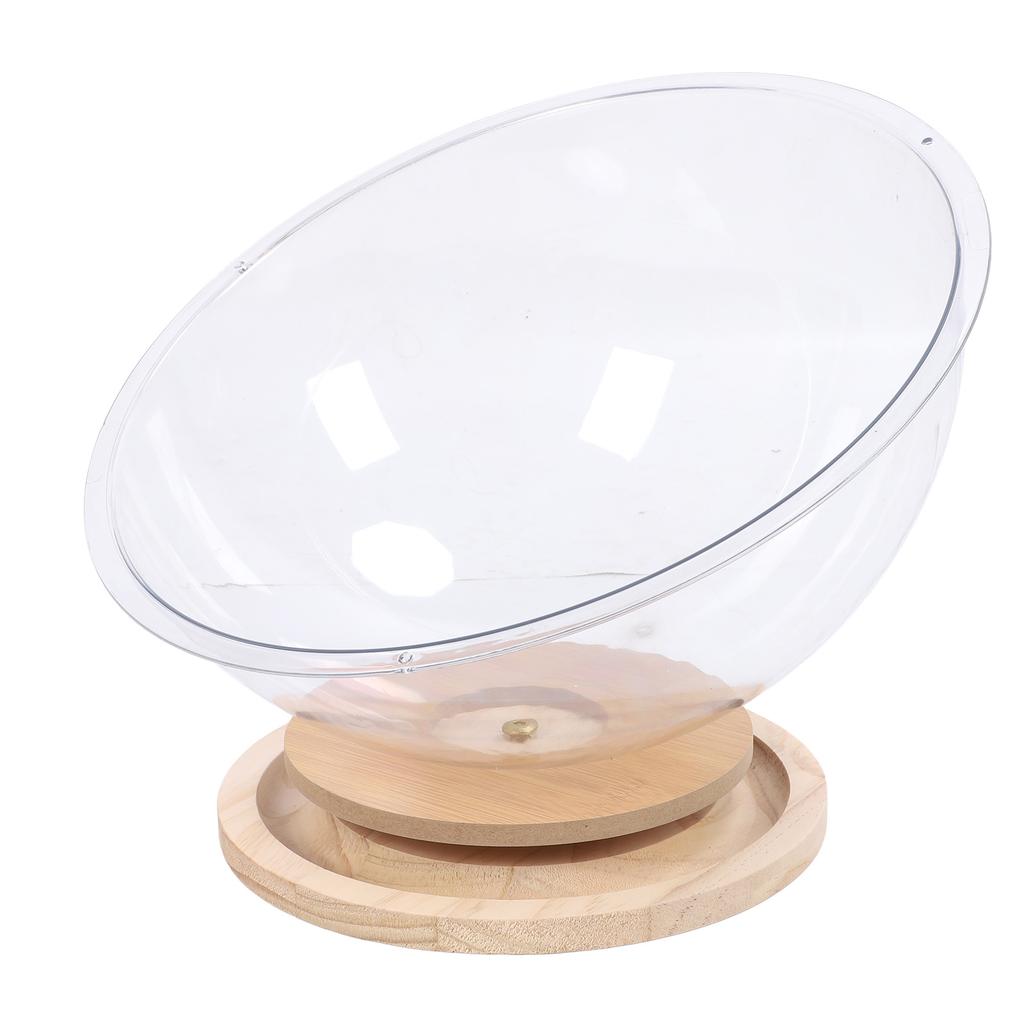 Space Capsule Cat Bed Clear Acrylic with Wood Turntable Catnip Ball Track Toy Elevated Cat Bed for Cats Sleeping Playing