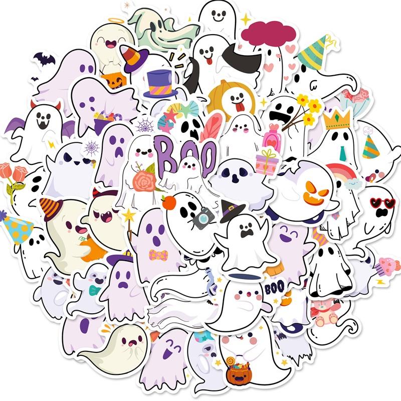 10/30/50PCS Cartoon Ghost PVC Sticky Sticker Aesthetic DIY Decoration Scrapbooking Hand Accounting Stationery Supplies