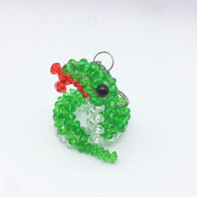 

Handmade Beaded Zodiac Snake Pendant Keychain - Unique Birthday Gift
