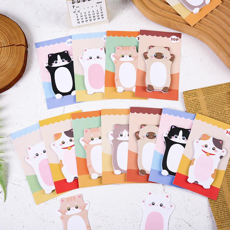 Kawaii Cat Sticky Notes - Cute Memo Pad and Bookmark for School and Office