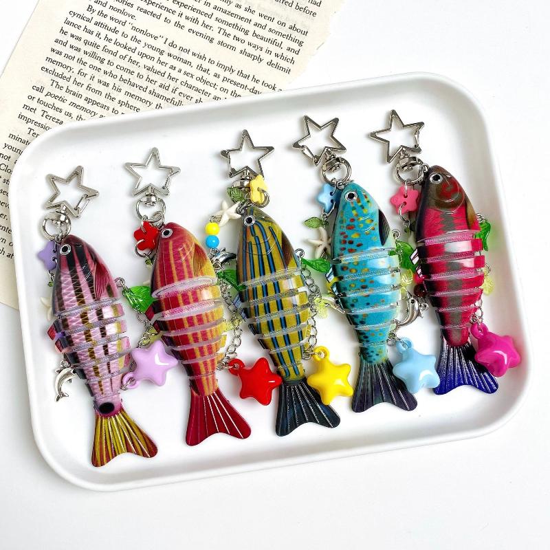 Exquisite Handmade Fish Keychain Multi Section Fish Enthusiasts Souvenir Gifts Bag Pendant Decoration Jewelry Accessories Gifts