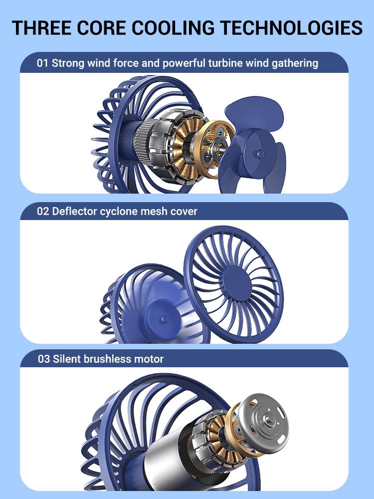 Mini Portable Handheld Fan Refrigeration Small Air conditioner 6 Speed wind Adjustable 2000mAh High-speed USB Outdoor CoolingFan