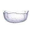 Gold Rim Lead-Free Crystal Salad and Dessert Bowl Set with Hammered Texture