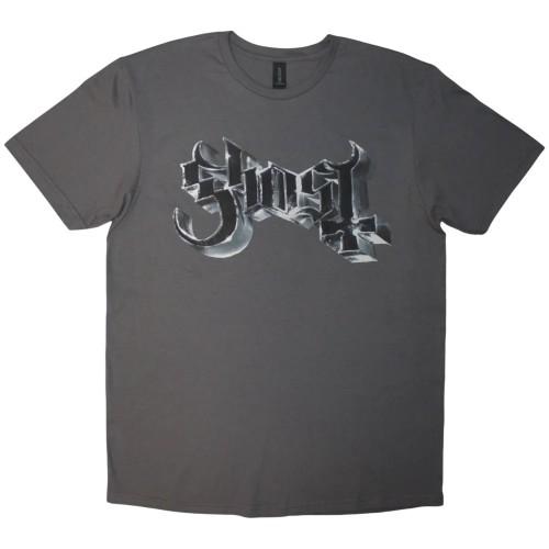Ghost Unisex Adult Grucifix Chrome Logo Back Print T-Shirt