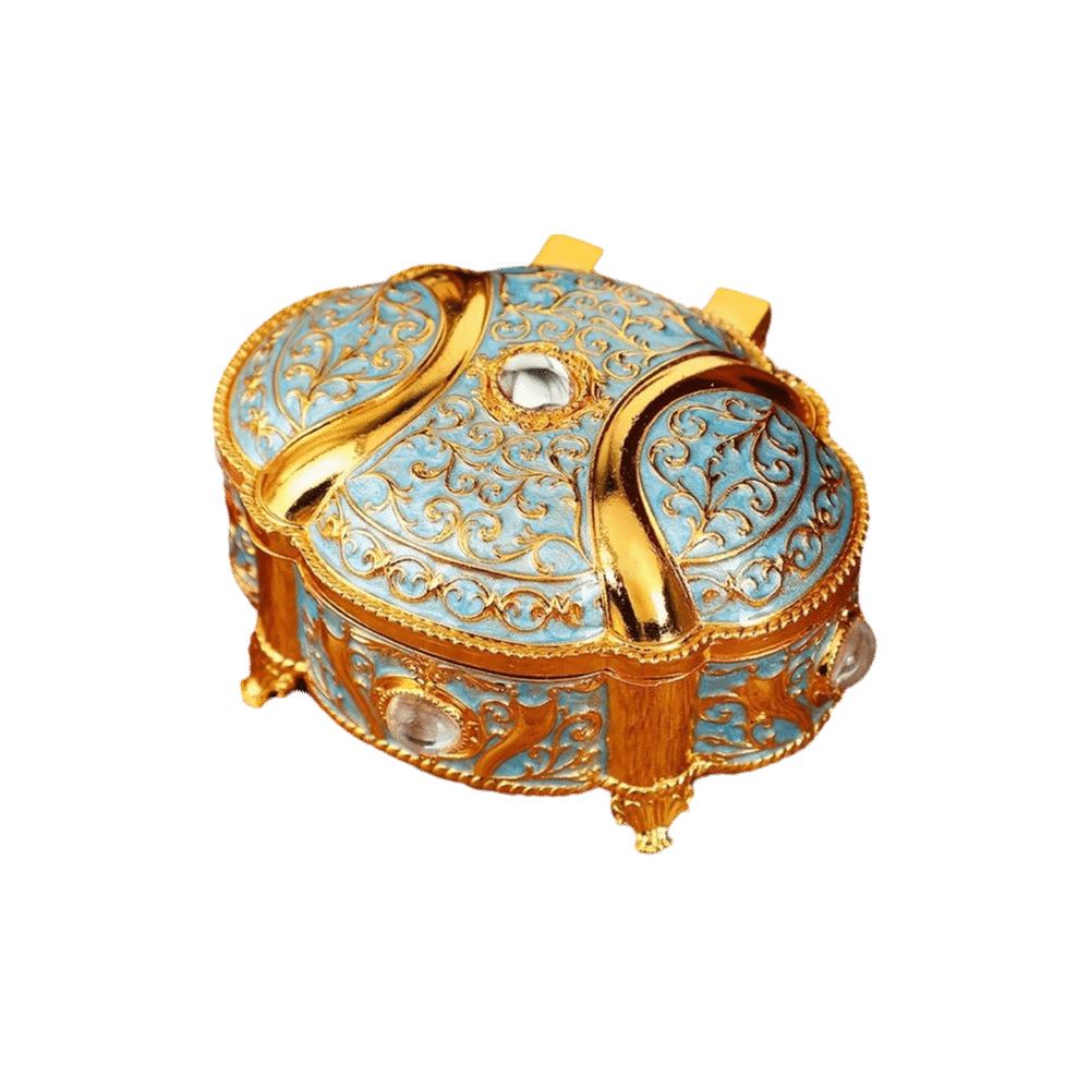 Oval Shape Trinket Box Relief Design Jewelry Storage Case Jewelry Organizer  For Girls
