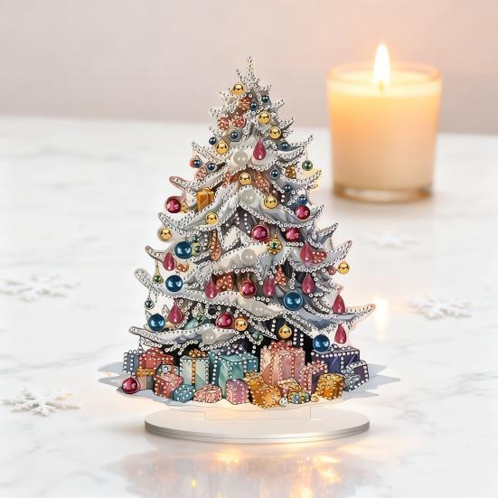 Christmas Tree Ornaments Acrylic Rhinestone Art Painting Table Decor Relaxing Xmas Crafts Unique Festive Holiday Gifts