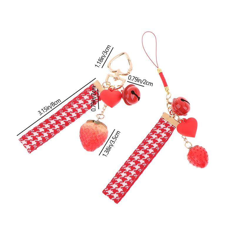 1 Stück Erdbeere Rotes Herz Schlüsselbund Schlüsselbund Für Frauen Mädchen Schmuck Simulierte Frucht Niedlich Auto Schlüsselhalter Schlüssel Zubehör