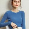 Damen Herbst 2026 Enganliegender Rippstrickpullover mit tiefem Rundhalsausschnitt