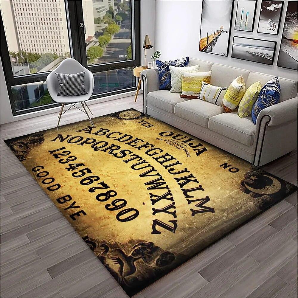 Horror Witchcraft Ouija Tarot Gothic Carpet Rug for Home Living Room Bedroom Sofa Doormat Decor,Kid Area Rug Non-slip Floor Mat
