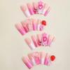 Hot-Selling Extra Long Handmade Wearable Nails with French Edge and Pearl Candy Heart Design