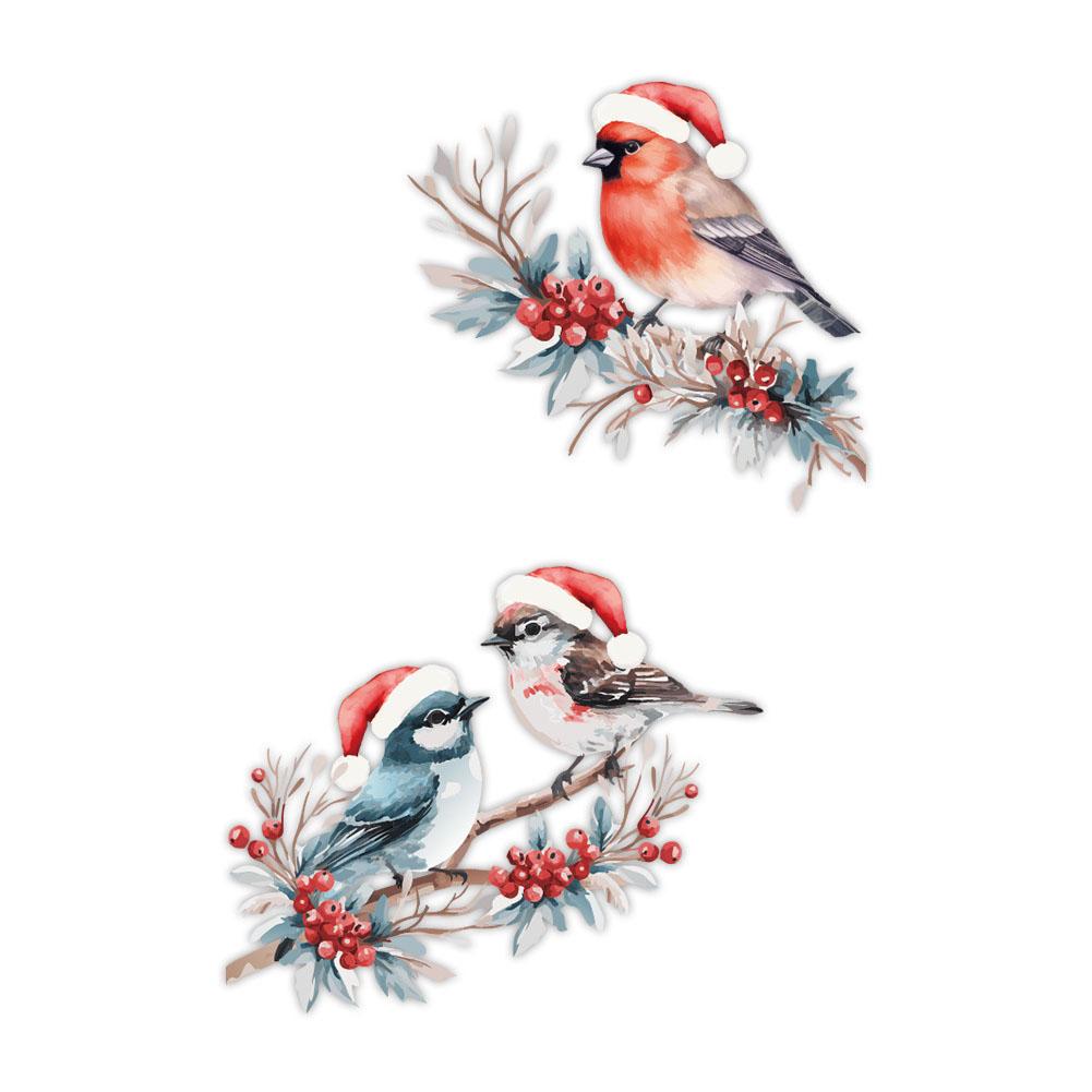 1Set Christmas Bird and Tree Branch Window Static Stickers Waterproof Suitable for Home Kitchen Office Festive Christmas Decors