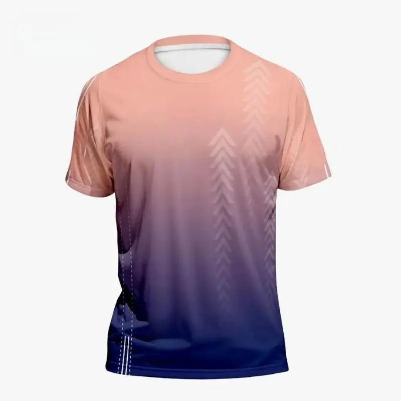 Summer Men's Sports T-shirt Fast Drying High 3D Gradient Short-sleeved T-shirt Outdoor Training Basketball Training Run