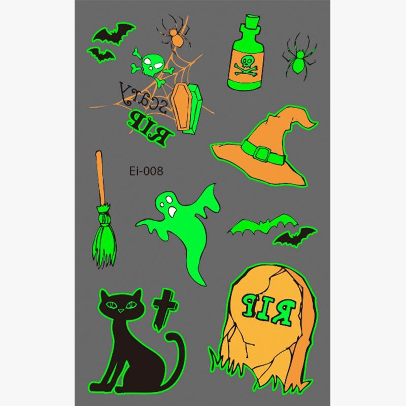 Водонепроникні тимчасові татуювання на Хелловін: Світні наклейки з гарбузом та павутиною для будь-якого віку