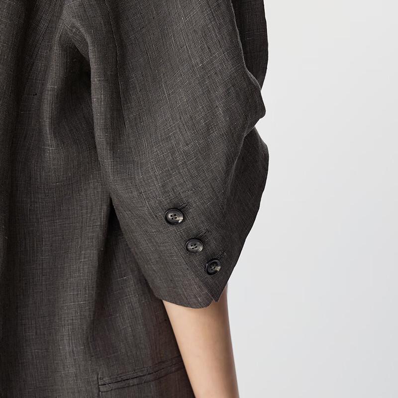 JNBY Women's Relaxed Fit Mid-Sleeve Linen Blazer